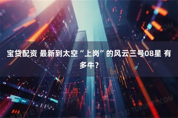 宝贷配资 最新到太空“上岗”的风云三号08星 有多牛？