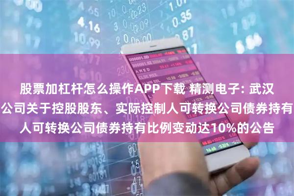 股票加杠杆怎么操作APP下载 精测电子: 武汉精测电子集团股份有限公司关于控股股东、实际控制人可转换公司债券持有比例变动达10%的公告